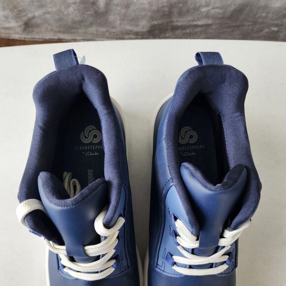 Clarks Waterproof Boots Womens Size 7.5 Step North Mid Navy Blue Cloudsteppers - Picture 8 of 14